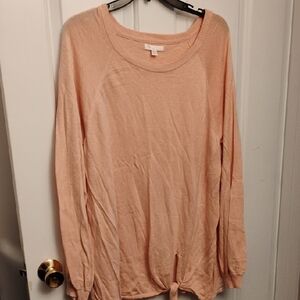 LC Lauren Conrad Orange Pink Relaxed Tie Front Sweatshirt